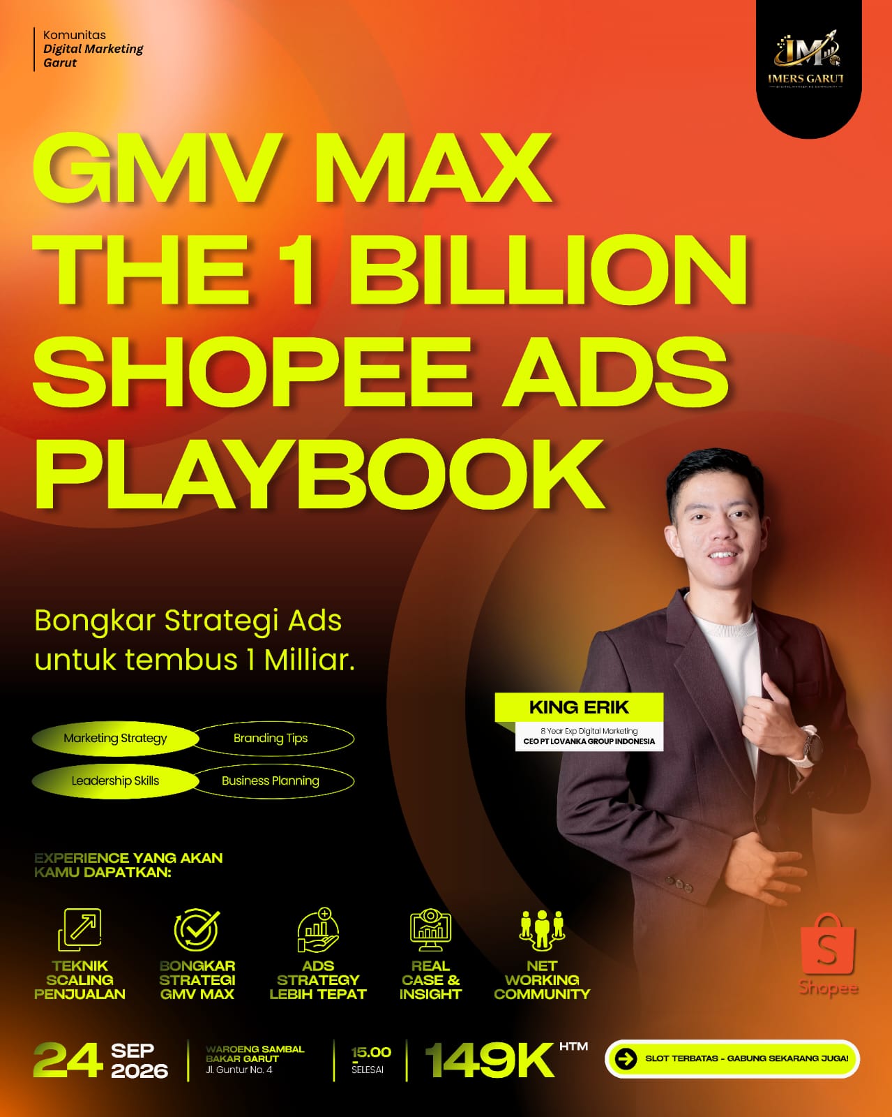 Poster resmi GMV MAX THE 1 BILLION SHOPEE ADS PLAYBOOK